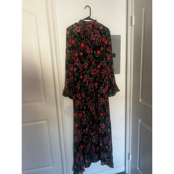 Misa Los Angeles Kora Floral Long Sleeve Backless Maxi Dress Size Large - Picture 5 of 7